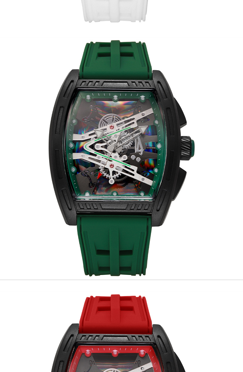 Richard hollow design men's quartz watch silicone strap