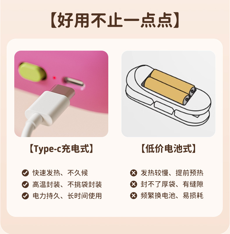 Mini heat sealer machine, portable, food sealing