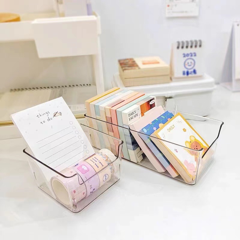Acrylic desktop storage box, transparent, for cosmetics and skincare