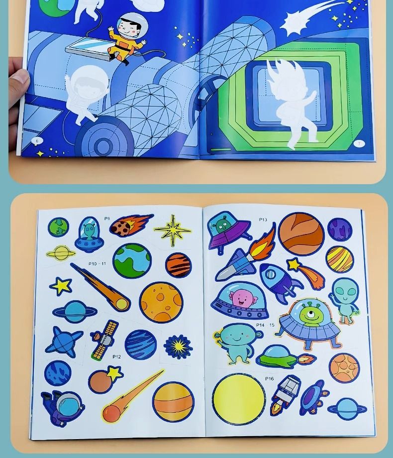 Çocuk sticker kitabı seti, 2-6 yaş, tüm beyin gelişimi