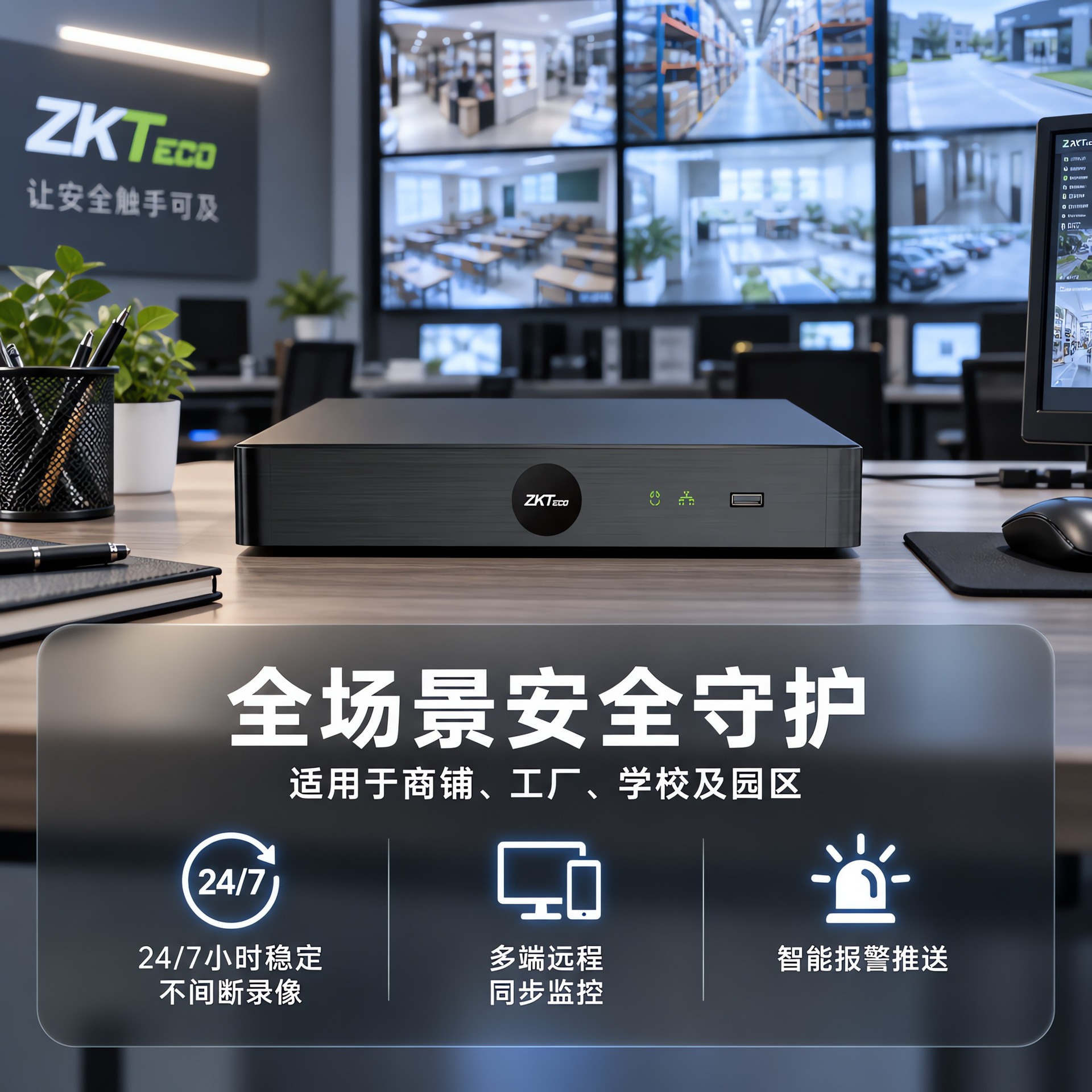 ZKTeco NVR video recorder, 4/8 channel, 8MP camera support