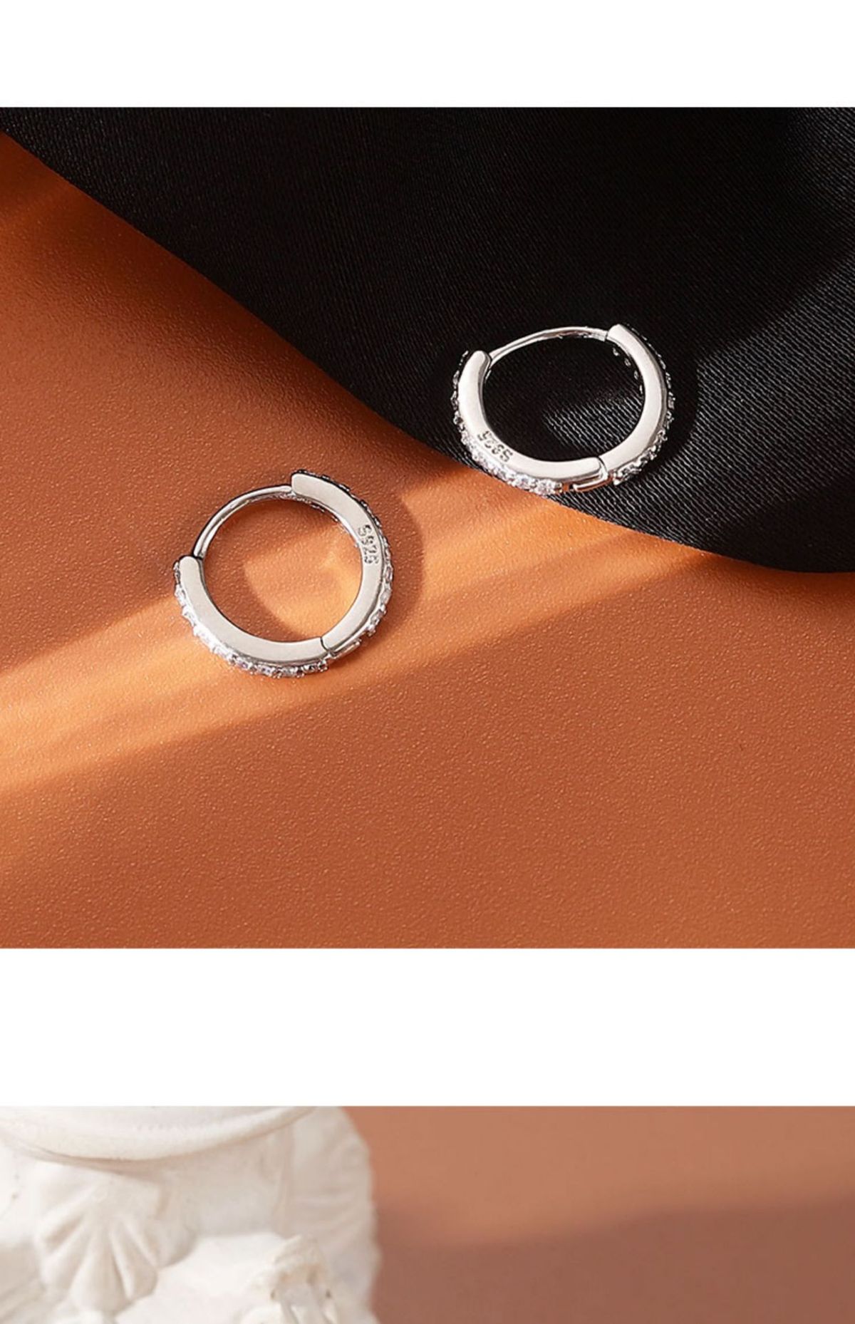 925er Silber Ohrstecker mit Rhinestones