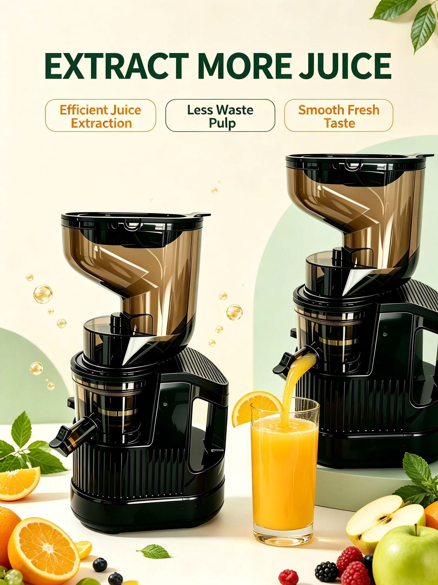 Slow Juicer mit großem Durchmesser, Obst- und Gemüsesaft