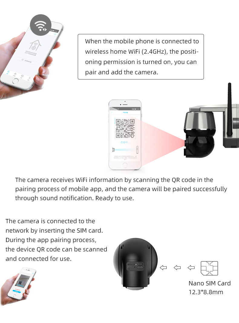 Outdoor PTZ wireless camera solar rechargeable