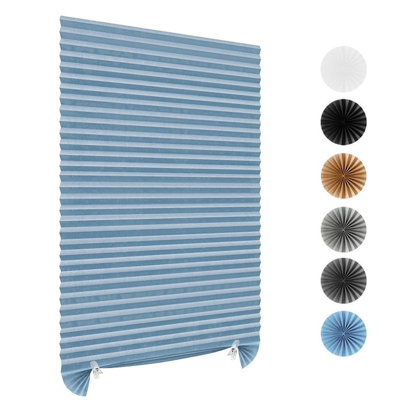 Self-adhesive pleated blind, blackout, bedroom