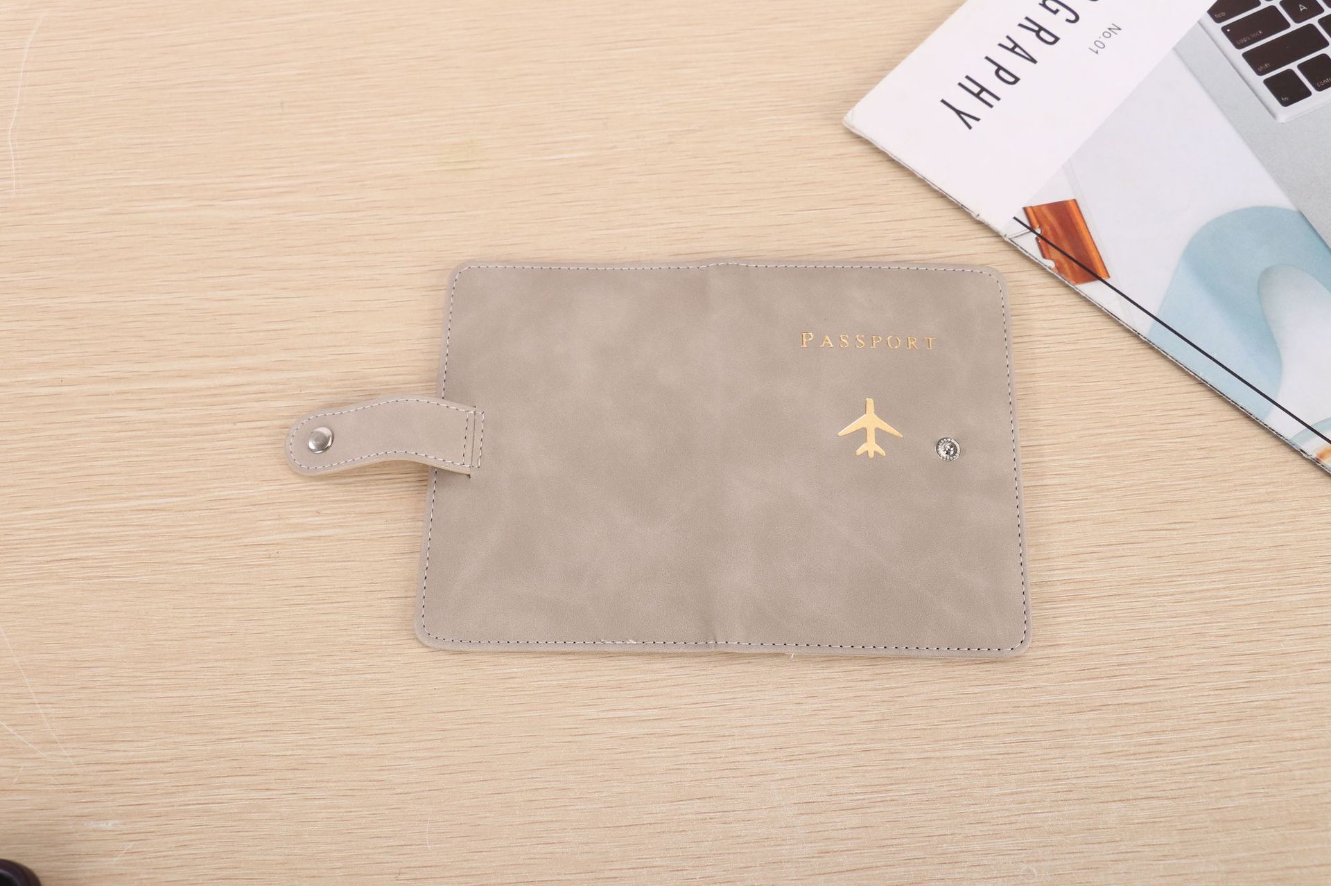 PU leather passport wallet, document storage, multi-card