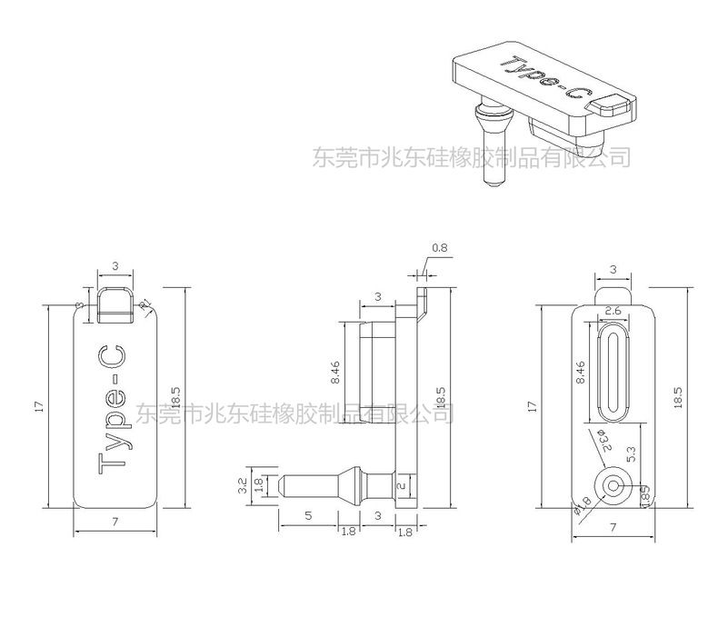 USB Type-C silikon tıpa, su ve toza karşı dayanıklı