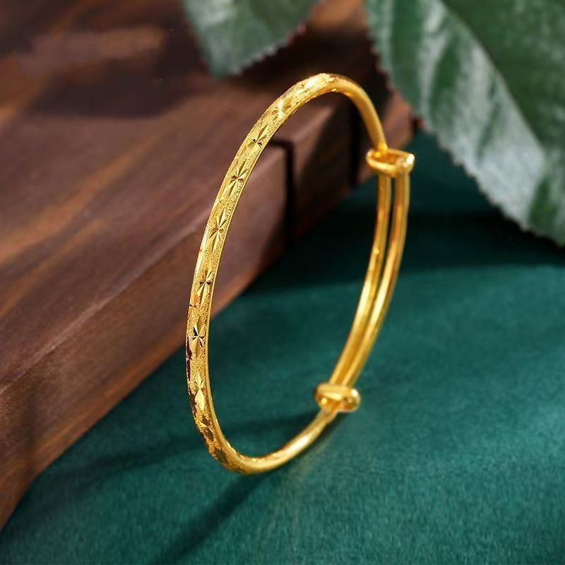 Thin sliding star pattern bracelet, solid gold-colored