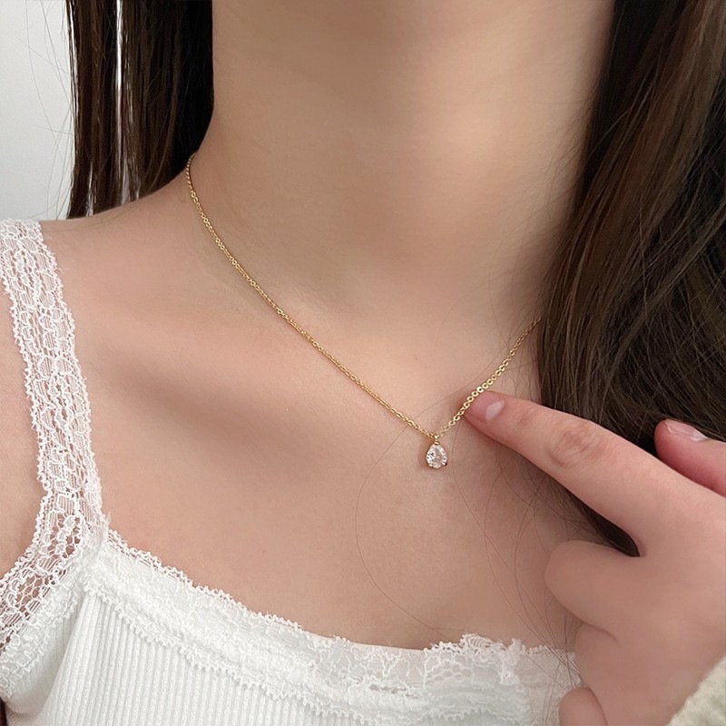 S999 gümüş kalp kolye, zirkon, çöpür zinciri, yaramaz stil tasarım