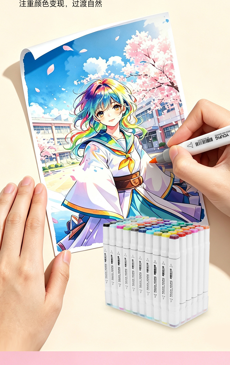 Dual-end marker pen set 100 colors quick-dry water-based