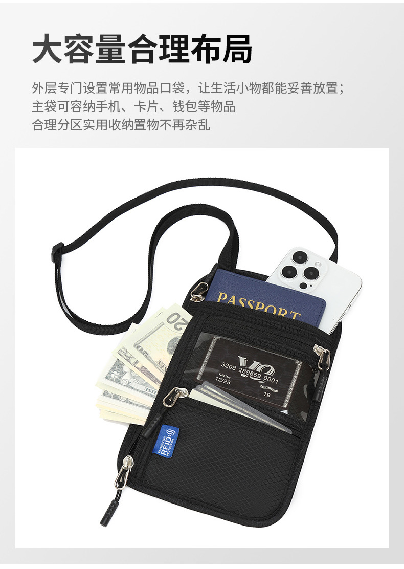 RFID document organizer, neck strap, passport protection case