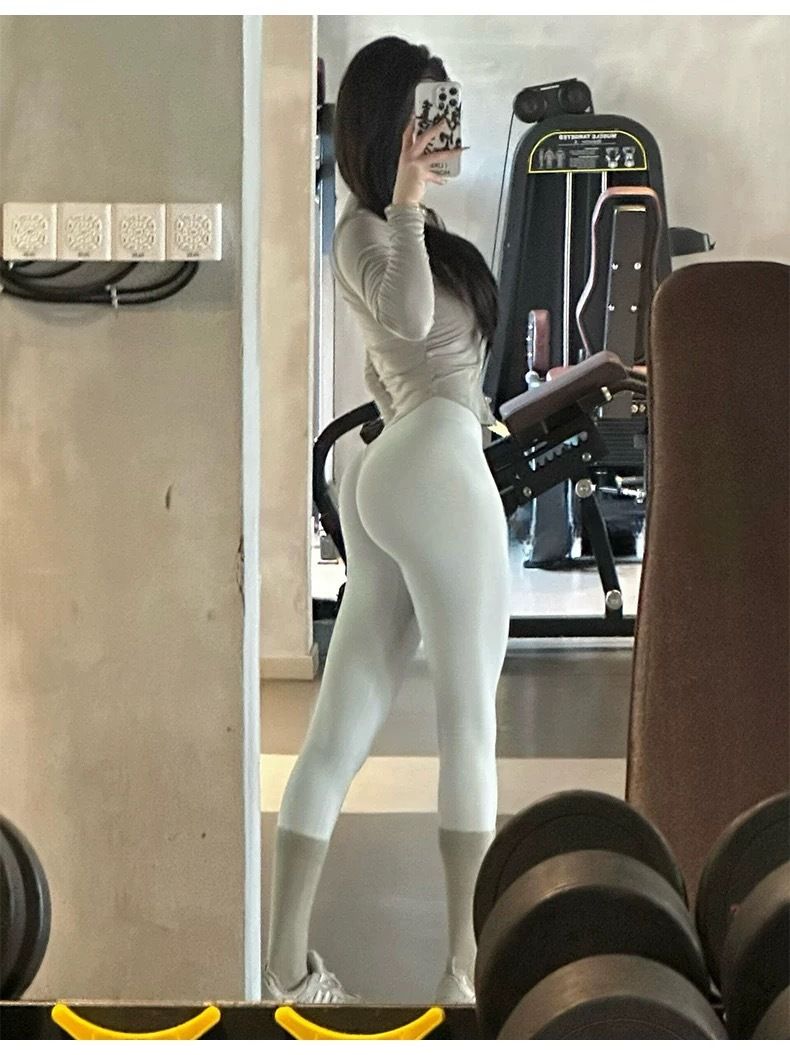 Mid-High Waist Fitness Pants Elastic Yoga Capri