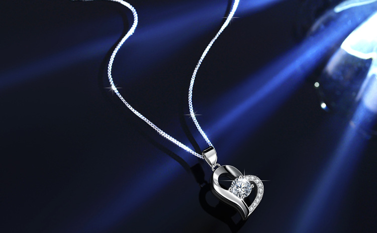 Moissanit-Anhänger-Halskette S925 Sterlingsilber rhodiniert