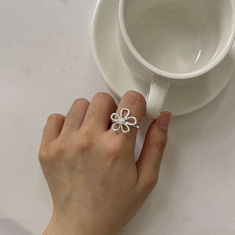 Women's 925 sterling silver asymmetric geometric ring