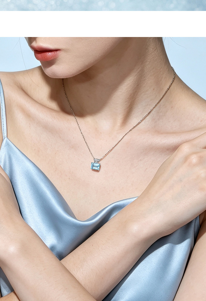 S925-Sterlingsilber Aquamarin-Parfümflasche Halskette