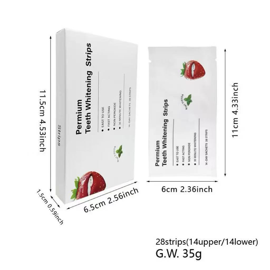 现货TK英国干贴草莓味牙贴TeethWhiteningStrips跨境专供源头工厂