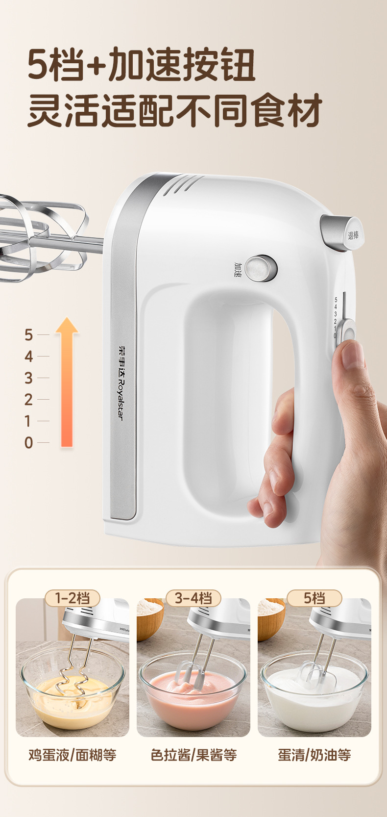 RSD electric hand mixer 450W for baking and whipping cream