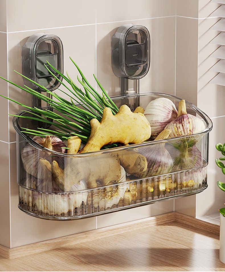Kitchen wall storage rack, multifunctional, no-drill mounting