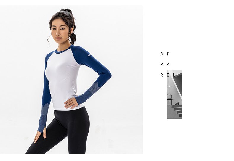 时尚新款瑜伽服女秋冬运动上衣紧身速干跑步健身普拉提训练服批发