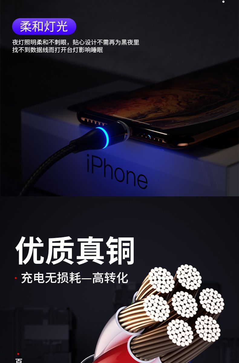 5A süper hızlı şarj manyetik veri kablosu üçü bir arada güçlü mıknatıs kafası Huawei Type-C Apple Android için uygundur