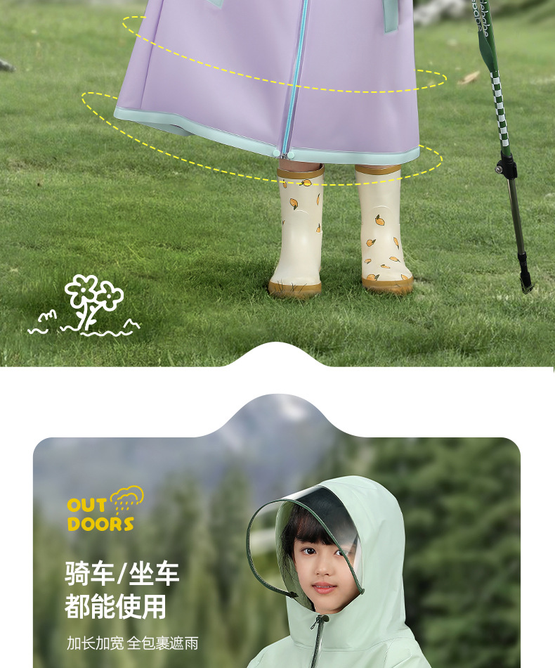 Beimei Children's Raincoat with Backpack Space