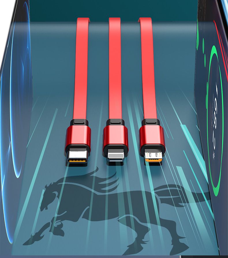 Telescopic 3-in-1 charging cable, Apple/Android/Type-C compatible