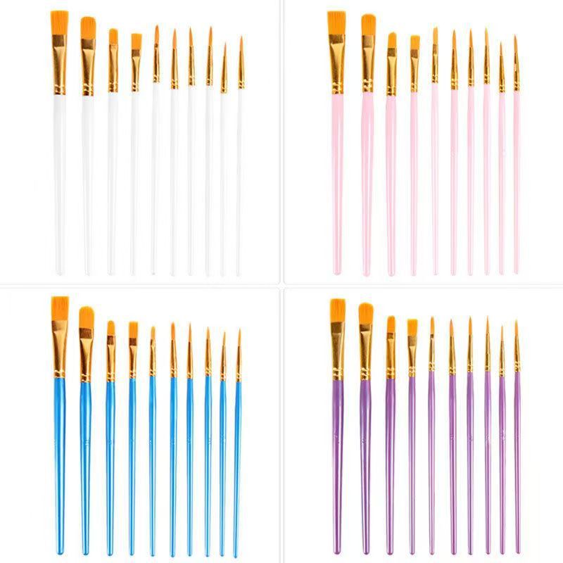 Nylon-Haarpinsel Ölmalpinsel-Set 10er für Kinder
