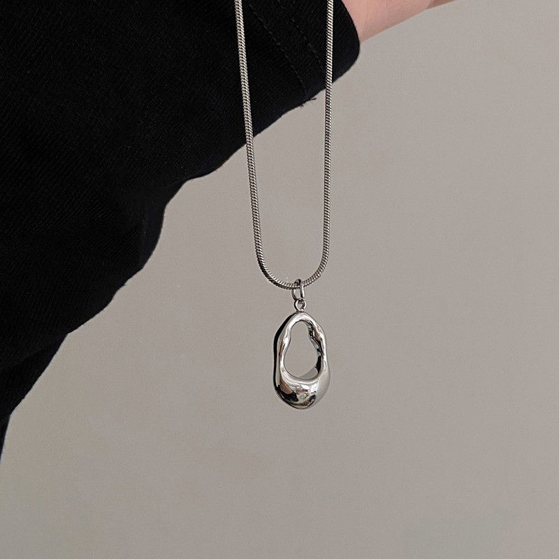 Stainless steel geometric necklace, minimalist design, pendant