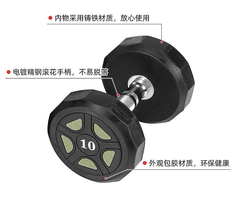 Gym dumbbell set, dual-purpose, rubber coated, commercial