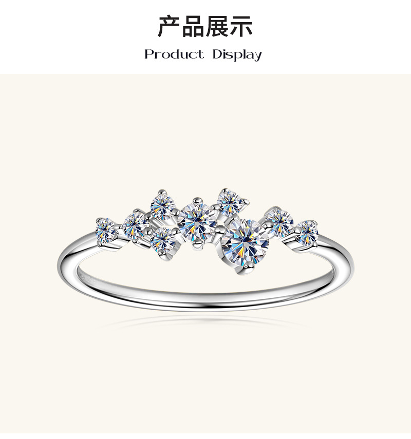 Moissanit Ring für Damen mit Sternendesign, Silber