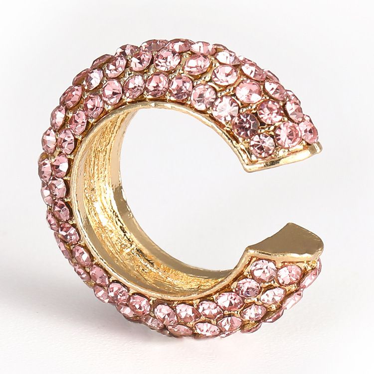 Full-rhinestone cartilage clip earrings, no piercing, colorful
