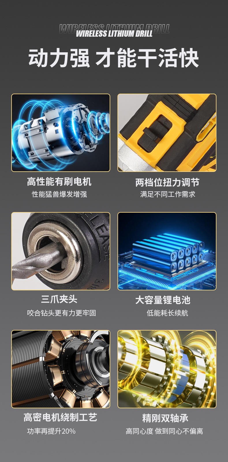 Lithium battery multifunctional cordless drill screwdriver set