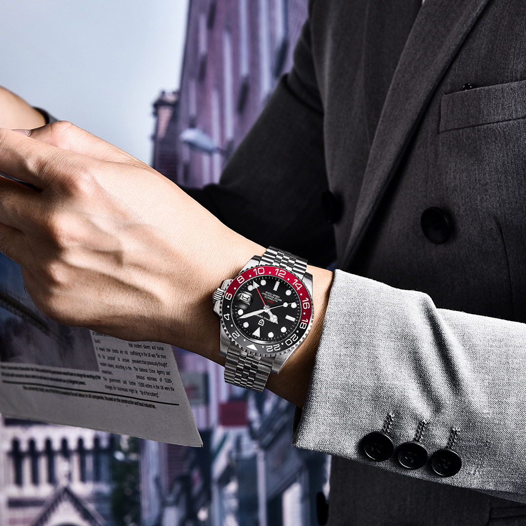 PAGANI DESIGN PD-1662 Herren-Automatikuhr, GMT, Leuchtkalender