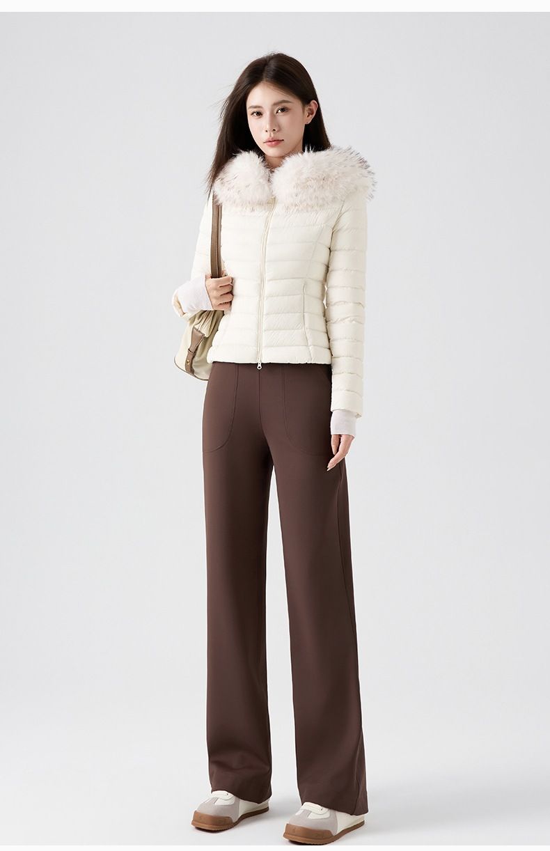 Wide-Leg Yoga Pants Fleece-Lined Large Pockets Winter