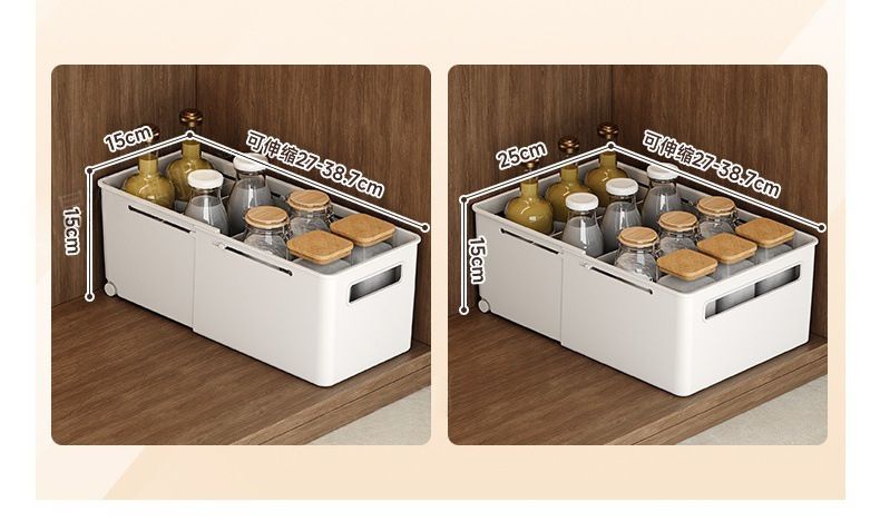 Expandable cabinet storage box with wheels, drawer dividers