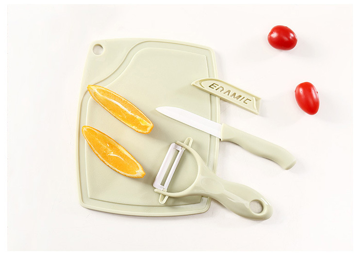 3-Piece Ceramic Fruit Knife Set Mini Cutting Board