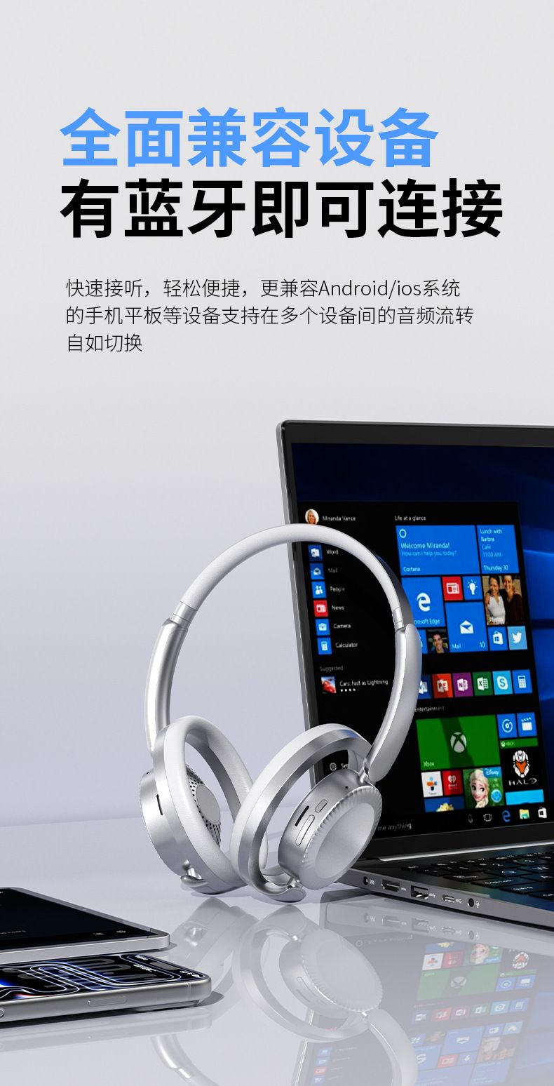 Open-Design Bluetooth-6.0-Kopfhörer mit Stereo-Surround-Sound
