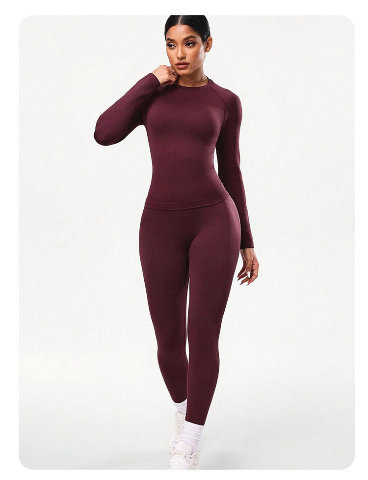 Damen-Yoga-Set, 2-teilig, Langarm, Leggings