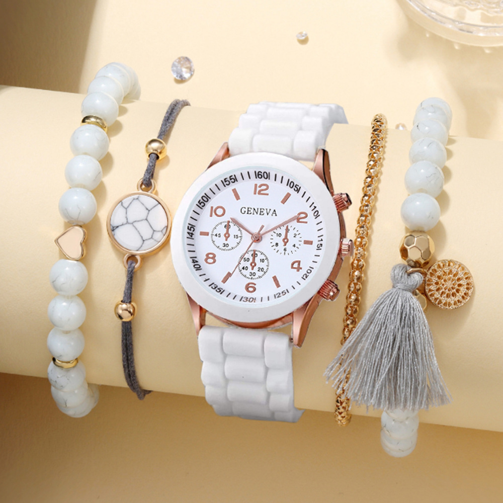 Damen-Quarzuhr mit Silikonarmband, koreanischer Stil, schlichtes Design