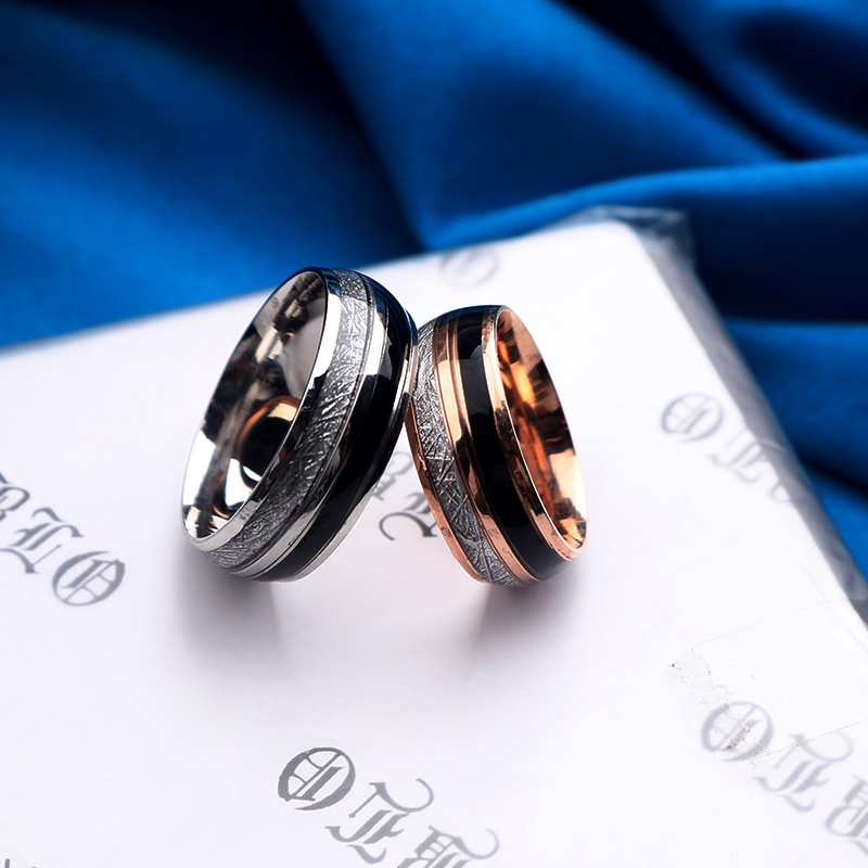 8MM stainless steel two-tone couple ring