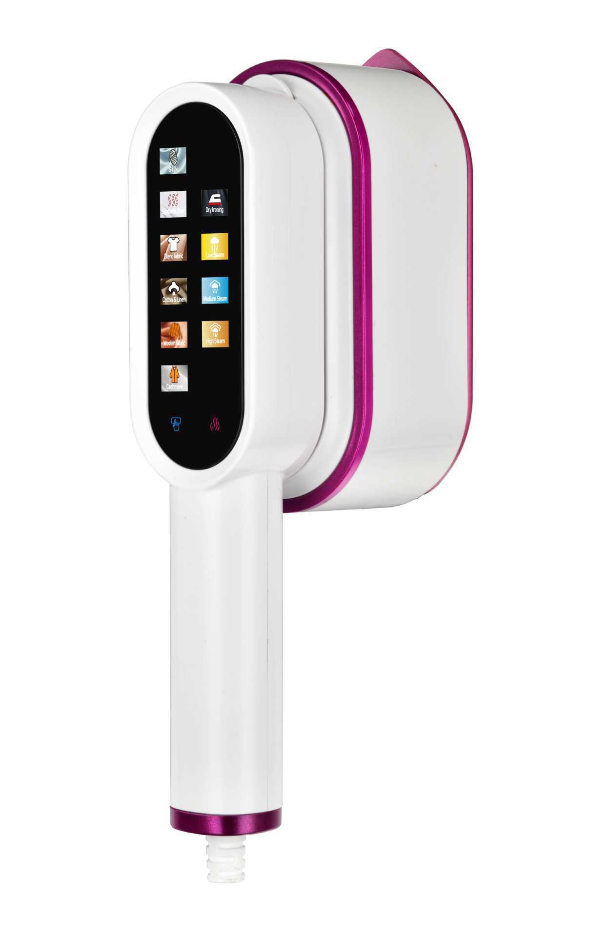 Foldable handheld garment steamer, touch screen, portable