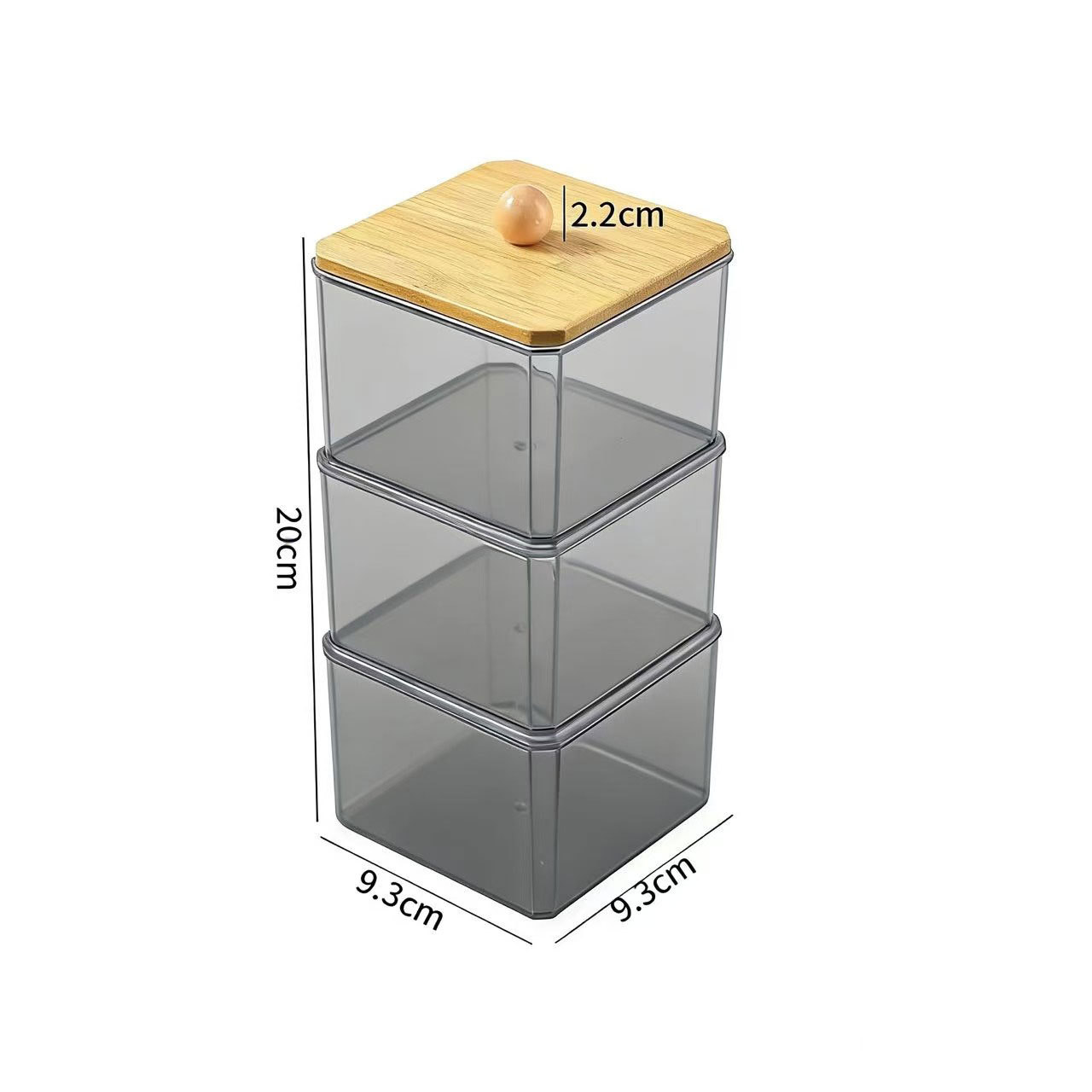 Acrylic Cotton Swab Storage Box, Transparent Gray Stackable Cosmetics Organizer