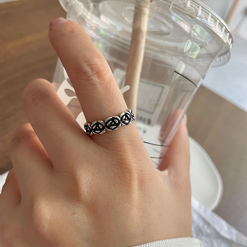 925 silver flower open ring, Thai silver, non-tarnishing