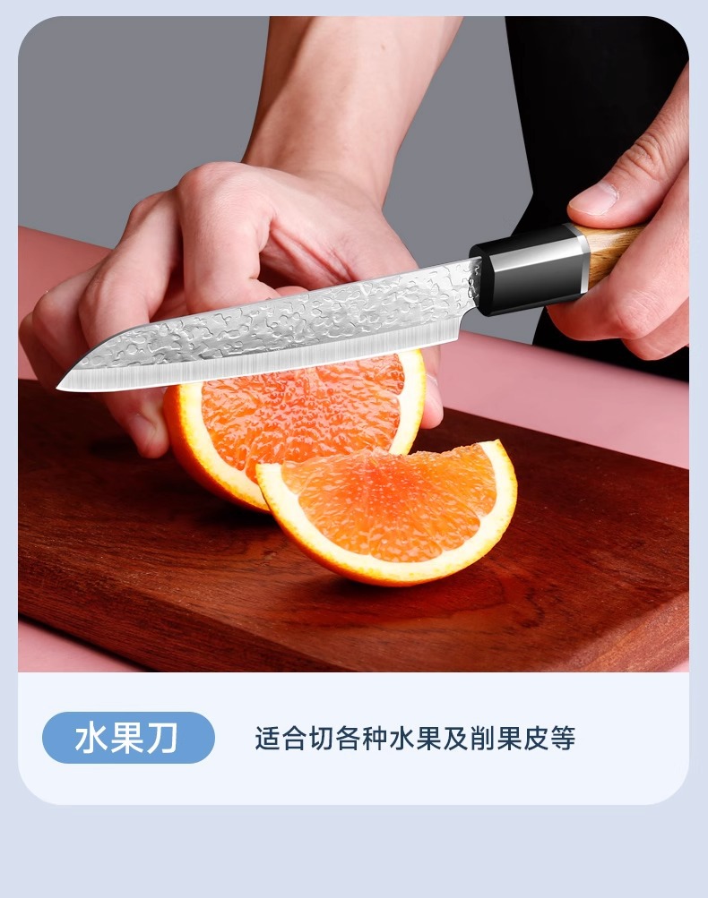 Dövme paslanmaz çelik mutfak bıçak seti, şef ve santoku bıçakları
