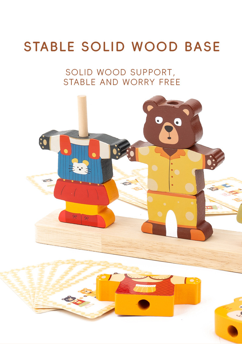 Holz-Bär Anziehspiel Perlenkette Lernspielzeug
