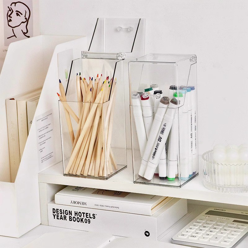 Makeup brush and cosmetics desktop storage organizer