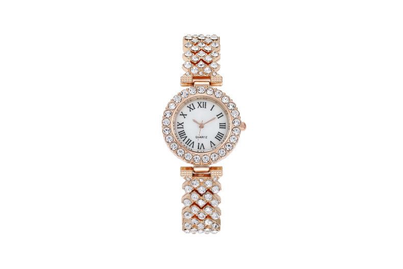 Women's quartz watch with rhinestone detail and Roman numerals
