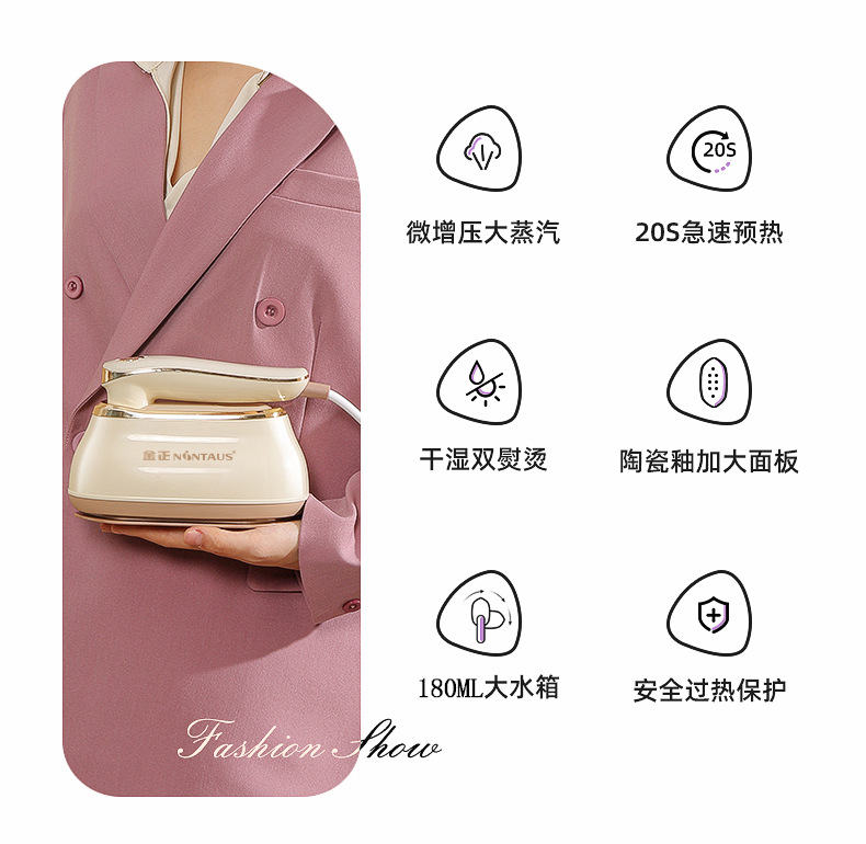 Electric iron with automatic steam function, portable for home and travel