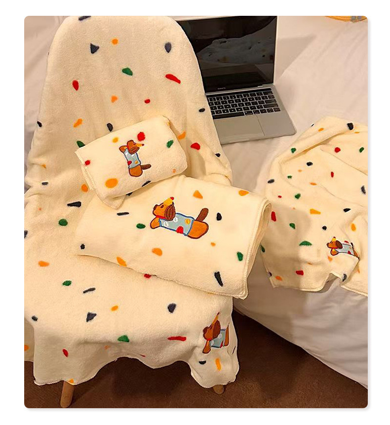 Dachshund desenli havlu seti, mercan polar, üç parça