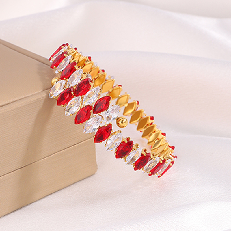 Titanstahl-Armband mit Zirkonia-Steinen, 18k vergoldet
